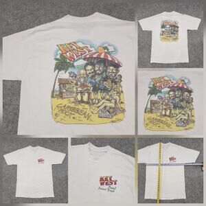VTG Key West Band Island Trash Caribbean Rock Mens L Large Graphic T Shirt‎ Y2K